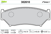 302610 Sada brzdových destiček, kotoučová brzda FIRST VALEO