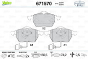 671570 Sada brzdových destiček, kotoučová brzda VALEO