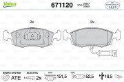 671120 Sada brzdových destiček, kotoučová brzda VALEO