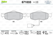 671033 Sada brzdových destiček, kotoučová brzda VALEO