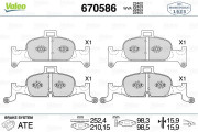 670586 Sada brzdových destiček, kotoučová brzda VALEO