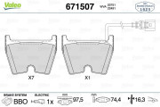 671507 Sada brzdových destiček, kotoučová brzda VALEO