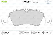 671525 Sada brzdových destiček, kotoučová brzda VALEO