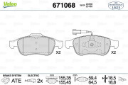 671068 Sada brzdových destiček, kotoučová brzda VALEO