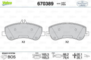 670389 Sada brzdových destiček, kotoučová brzda VALEO
