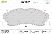 671671 Sada brzdových destiček, kotoučová brzda VALEO