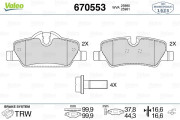 670553 Sada brzdových destiček, kotoučová brzda VALEO