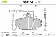 598154 Sada brzdových destiček, kotoučová brzda VALEO