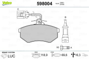 598004 Sada brzdových destiček, kotoučová brzda VALEO
