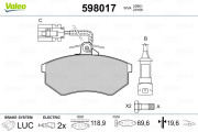 598017 Sada brzdových destiček, kotoučová brzda VALEO