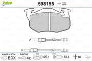 598155 Sada brzdových destiček, kotoučová brzda VALEO