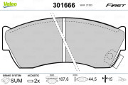 301666 Sada brzdových destiček, kotoučová brzda FIRST VALEO