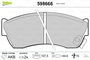 598666 Sada brzdových destiček, kotoučová brzda VALEO