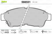 598551 Sada brzdových destiček, kotoučová brzda VALEO