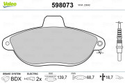 598073 Sada brzdových destiček, kotoučová brzda VALEO