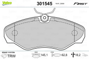 301545 Sada brzdových destiček, kotoučová brzda FIRST VALEO