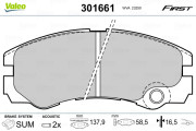 301661 Sada brzdových destiček, kotoučová brzda FIRST VALEO