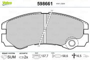598661 Sada brzdových destiček, kotoučová brzda VALEO
