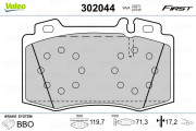 302044 Sada brzdových destiček, kotoučová brzda FIRST VALEO