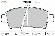 598606 Sada brzdových destiček, kotoučová brzda VALEO