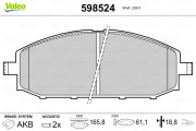 598524 Sada brzdových destiček, kotoučová brzda VALEO