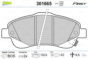 301665 Sada brzdových destiček, kotoučová brzda FIRST VALEO