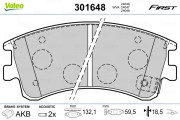 301648 Sada brzdových destiček, kotoučová brzda FIRST VALEO