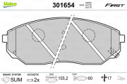 301654 Sada brzdových destiček, kotoučová brzda FIRST VALEO