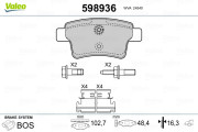 598936 Sada brzdových destiček, kotoučová brzda VALEO