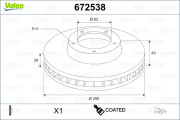 672538 Brzdový kotouč COATED VALEO