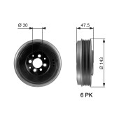 TVD1003 Řemenice, klikový hřídel FleetRunner™ Micro-V® Kit GATES