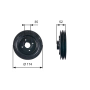 TVD1124 Řemenice, klikový hřídel FleetRunner™ Micro-V® Kit GATES