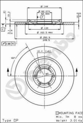 08.1987.10 Brzdový kotouč PRIME LINE BREMBO