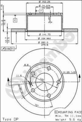 08.3712.10 Brzdový kotouč PRIME LINE BREMBO