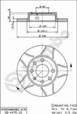 08.4475.75 Brzdový kotouč BREMBO MAX LINE BREMBO