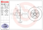 08.6911.14 Brzdový kotouč PRIME LINE BREMBO