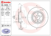 08.C208.11 Brzdový kotouč COATED DISC LINE BREMBO