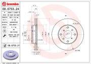 09.6753.21 Brzdový kotouč COATED DISC LINE BREMBO