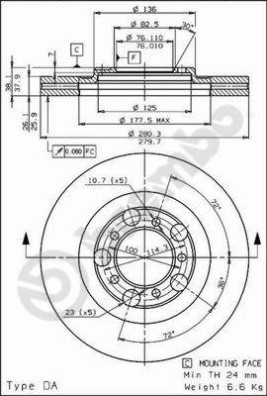 09.7791.10 Brzdový kotouč PRIME LINE BREMBO