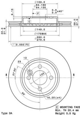 09.A761.10 Brzdový kotouč PRIME LINE BREMBO