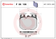 P 06 106 Sada brzdových destiček, kotoučová brzda PRIME LINE BREMBO