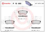 P 10 005 Sada brzdových destiček, kotoučová brzda PRIME LINE BREMBO