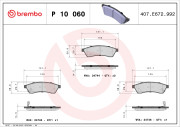 P 10 060 Sada brzdových destiček, kotoučová brzda PRIME LINE BREMBO