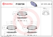 P10073N Sada brzdových destiček, kotoučová brzda BREMBO NAO LINE BREMBO
