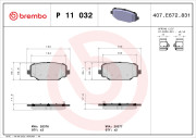 P 11 032 Sada brzdových destiček, kotoučová brzda PRIME LINE BREMBO