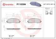 P11035N Sada brzdových destiček, kotoučová brzda BREMBO NAO LINE BREMBO