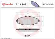 P 15 006 Sada brzdových destiček, kotoučová brzda PRIME LINE BREMBO