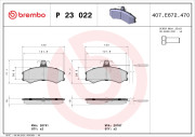 P 23 022 Sada brzdových destiček, kotoučová brzda PRIME LINE BREMBO