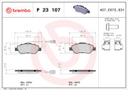 P 23 107 Sada brzdových destiček, kotoučová brzda PRIME LINE BREMBO