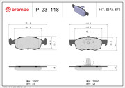 P 23 118 Sada brzdových destiček, kotoučová brzda PRIME LINE BREMBO